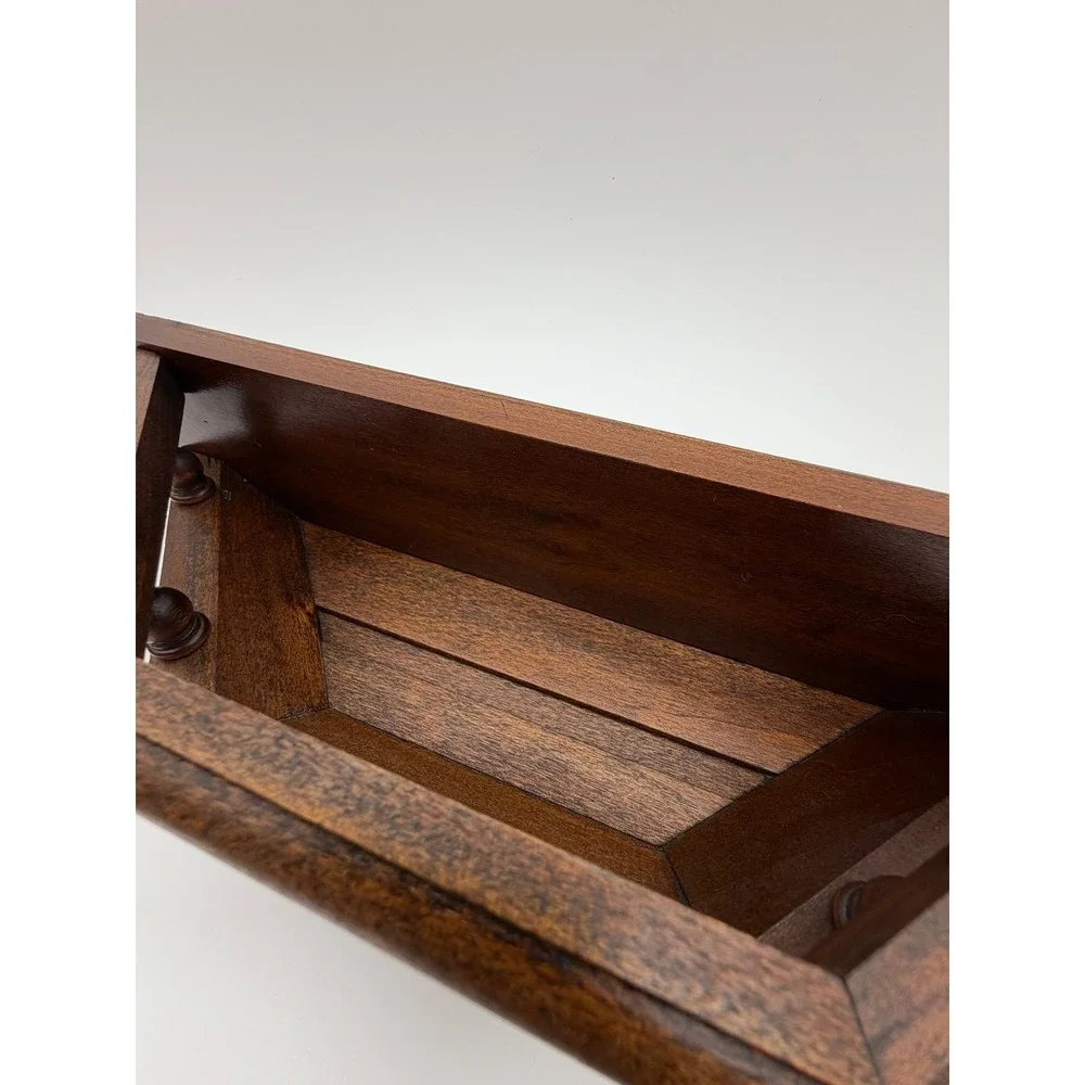 Vintage Dark Wood Spice Rack Wall Mount Gallery Rail Display Shelf 24 Inch